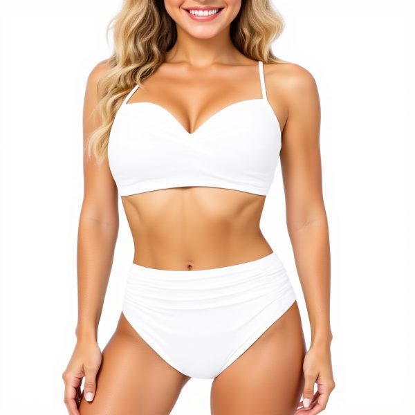 Bikini femme taille haute dos nu GCBOMTA noir blanc