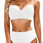 Bikini femme taille haute dos nu GCBOMTA noir blanc