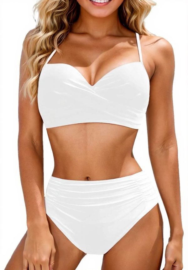 Bikini femme taille haute dos nu GCBOMTA noir blanc