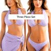 CUPSHE Bikini 3 pièces femme col V dos nu sarong plage
