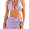 CUPSHE Bikini 3 pièces femme col V dos nu sarong plage