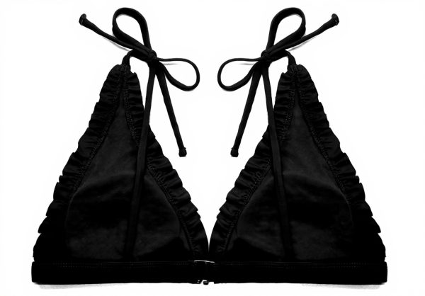 Haut de bikini triangle volants femme Vogue Plage Bleu Noir