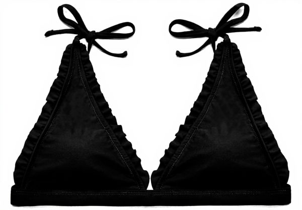 Haut de bikini triangle volants femme Vogue Plage Bleu Noir