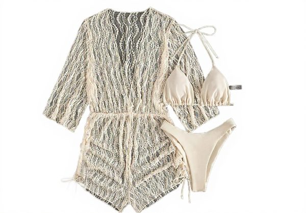 Bikini Femme Maillot de Bain Dos Nu Mesh Taille Haute