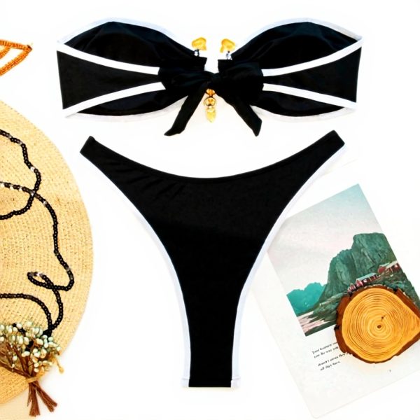 Bikini Femme Sexy Maillot Bain Taille Haute Generic Blanc