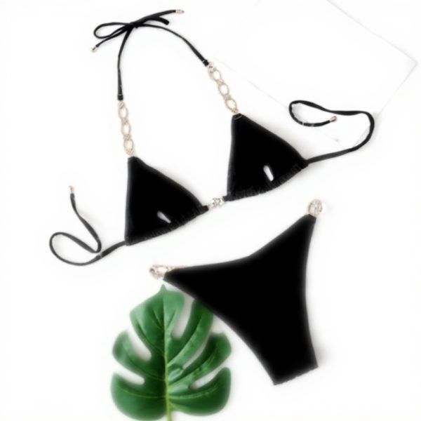 Bikini femme bandeau sexy maillot de bain taille haute noir