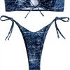 Ensemble bikini jean femme JASASCCEL coupe haute dos nu