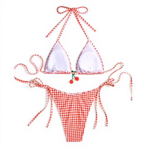 Maillot de bain dos nu femme deux pièces imprimé coréen