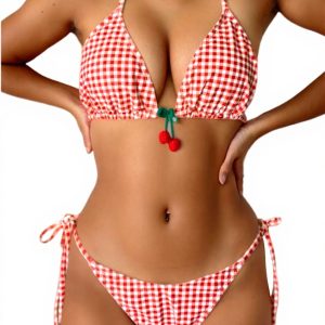 Maillot de bain dos nu femme deux pièces imprimé coréen