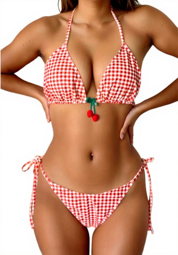 Maillot de bain dos nu femme deux pièces imprimé coréen