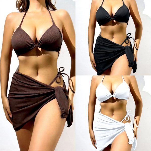 Maillot de bain triangle Fazvncv dos nu réglable noir femme