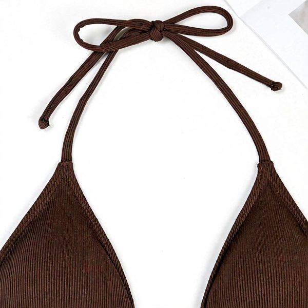 Maillot de bain triangle Fazvncv dos nu réglable noir femme