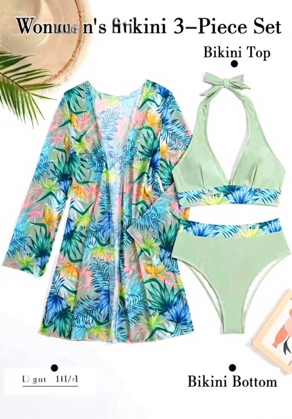 Maeau Bikini 3 Pièces Femme Protection UV Imprimé Plage