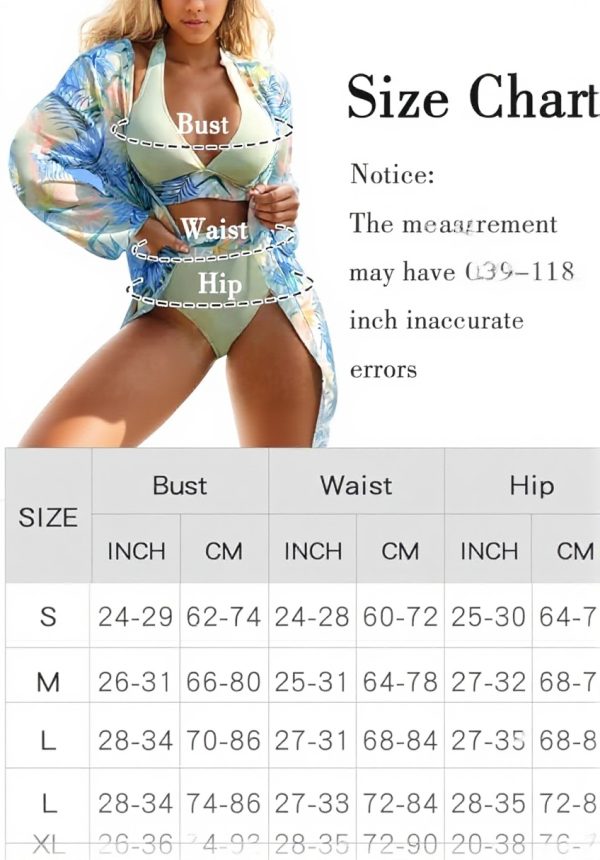 Maeau Bikini 3 Pièces Femme Protection UV Imprimé Plage