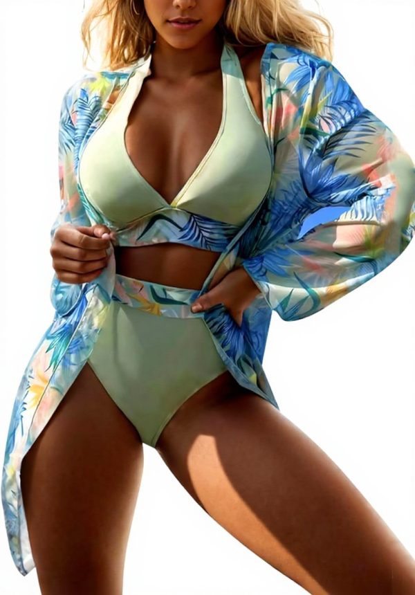 Maeau Bikini 3 Pièces Femme Protection UV Imprimé Plage