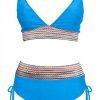Maillot de bain femme 2 pièces col V taille haute POIUIYQA