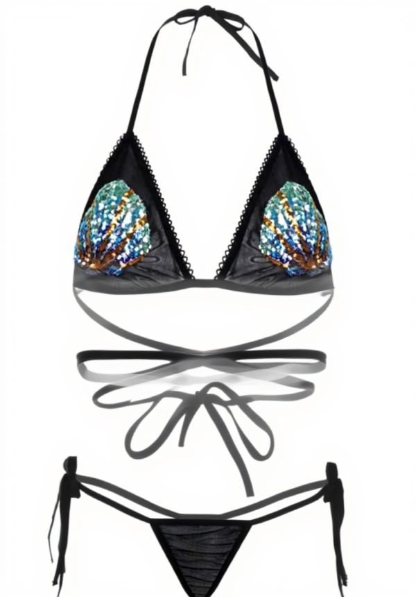 Maillot de bain femme sexy bikini mesh paillettes FBJOMSEWZO