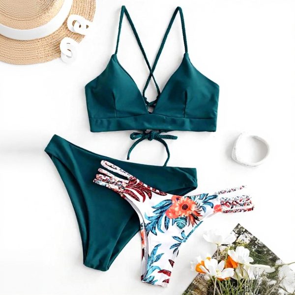 Maillot de bain trois pièces FBJOMSEWZO léger imprimé femmes