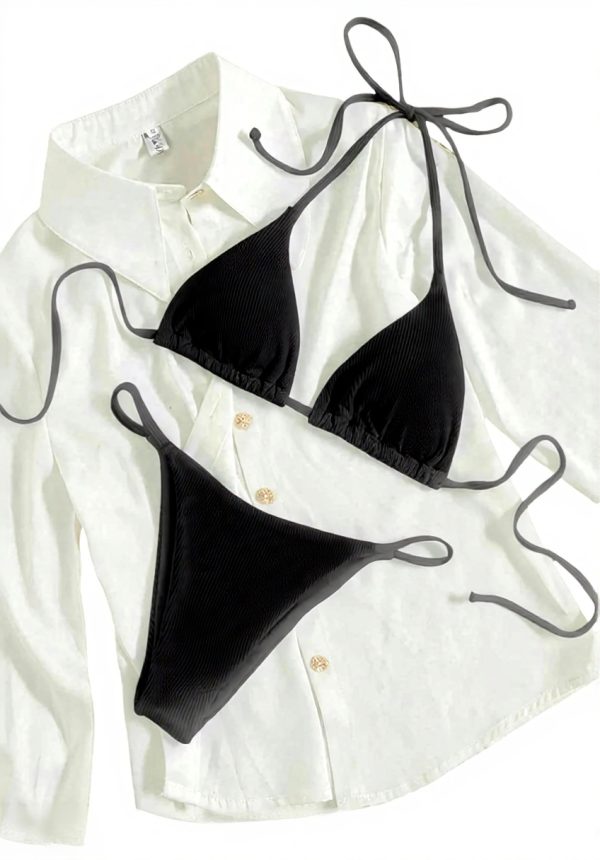 Maillot de bain femme ZSHDTKWB bikini côtelé dentelle plage