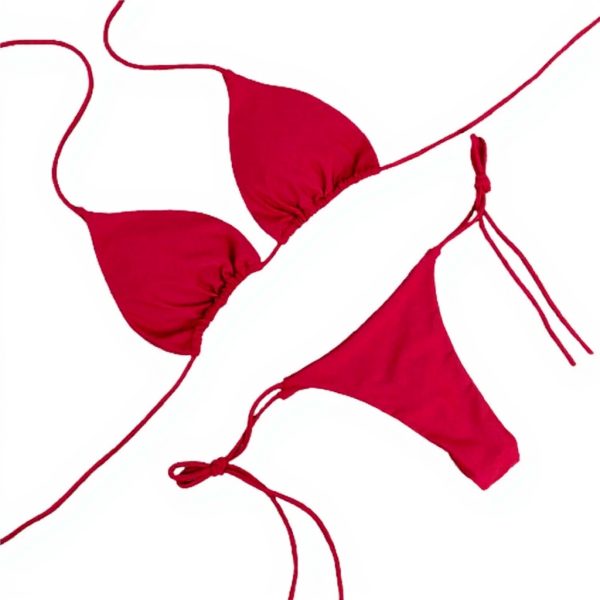 ZSHDTKWB Bikini Femme Micro Brésilien Licou Plage Rouge