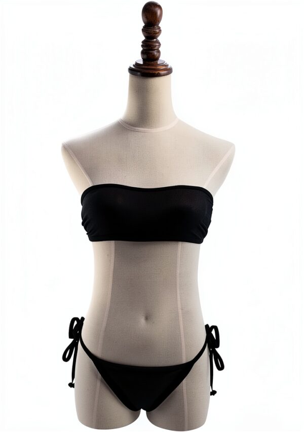 Bikini transparent femme noir blanc élastique confortable-2