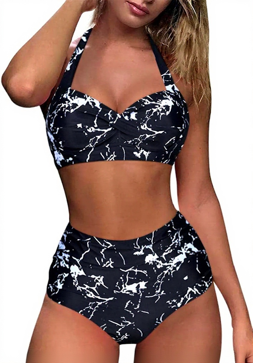 Bikini femme grande taille imprimé léopard sur mannequin