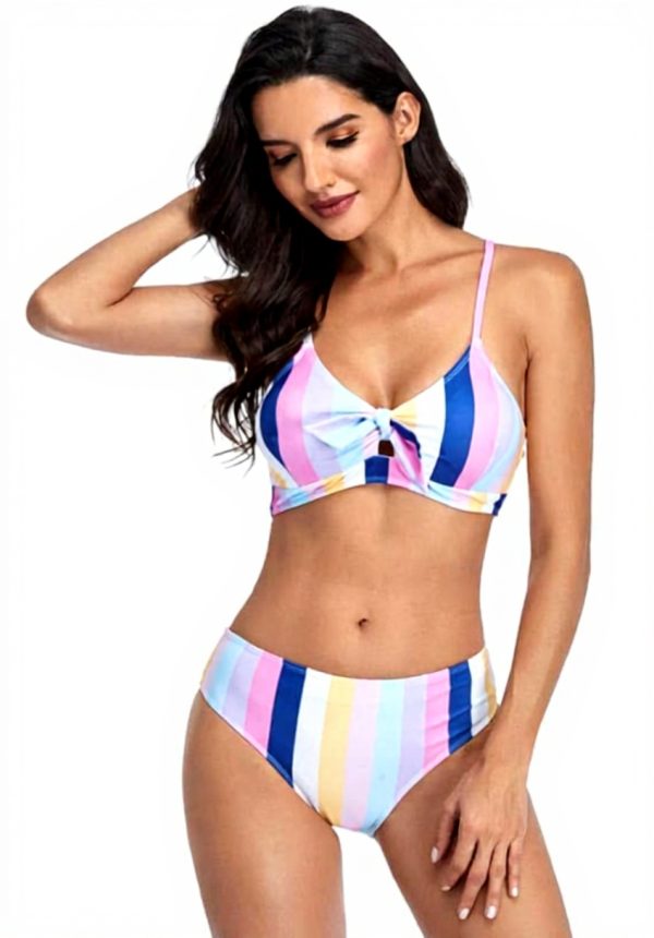 Maillot de bain taille haute rayé FBJOMSEWZO bikini femme