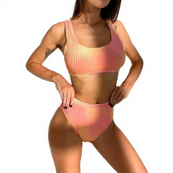 Maillot de bain tie dye taille haute FBJOMSEWZO bikini femme